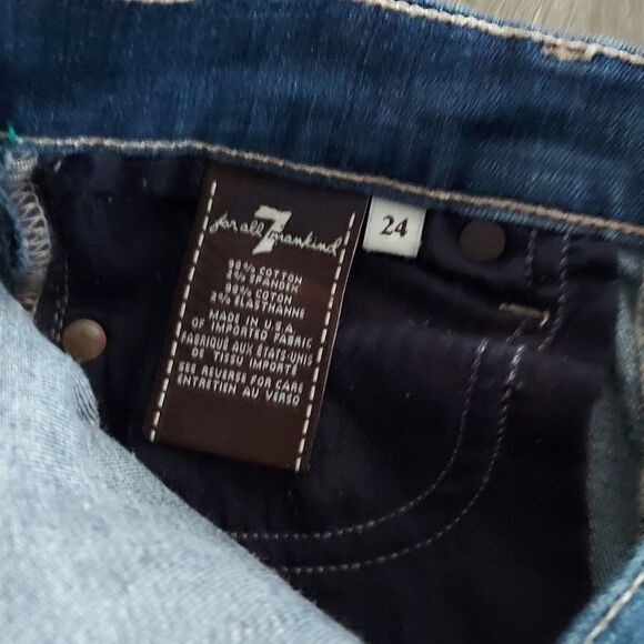 7 For All Mankind Roxanne Mid Rise Raw Hem Jeans Size 24 - Picture 6 of 9
